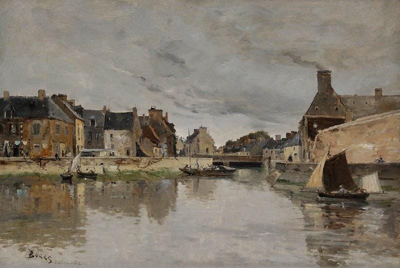 Frank-Myers Boggs (1855-1926)
Le Port d'Isigny, 1882 Huile sur toile. Signée, datée et située en bas à gauche. 38 x 55 cm