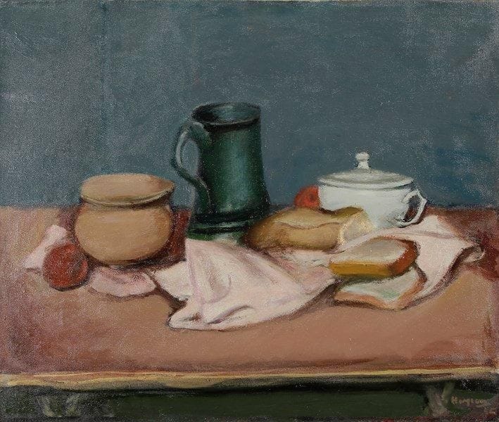 Henri HAYDEN (1883-1970)
Nature morte, 1945 Huile sur toile. Signée et datée en bas à droite. Annotée au dos par Madame Hayden. 54 x 65 cm Provenance: Ancienne collection de Madame Josette Hayden.