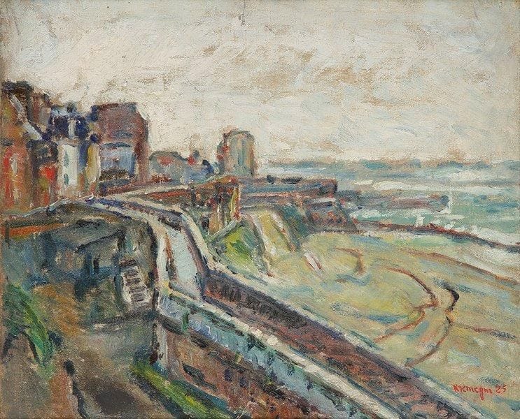 Pinchus KREMEGNE (1890-1981)
Ville en bord de mer, 1925 Huile sur toile. Signée et datée en bas à droite. 38 x 46 cm