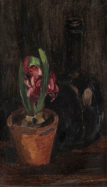 LE FAUCONNIER (1881-1946)
Jacinthe et bouteille noire, 1922 Huile sur toile. Signée, datée et titrée au dos. 33 x 19 cm Provenance: Galerie Joseph Billiet, Paris.