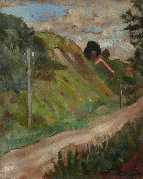 Vladimir NAIDITCH (1903-1980)
Paysage vallonné Huile sur carton marouflé sur toile. Signée en bas à droite. 46 x 38 cm