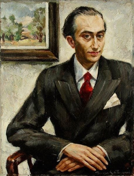 Georges de POGEDAIEFF (1894-1971)
Portrait d'homme assis Huile sur toile. Signée en bas à droite. 73 x 55 cm