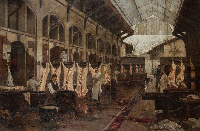 Jacques L'HUILLIER (1867-?)
Paris, les abattoirs Huile sur toile. Signée en bas à gauche. (Rentoilée). 98 x 148 cm