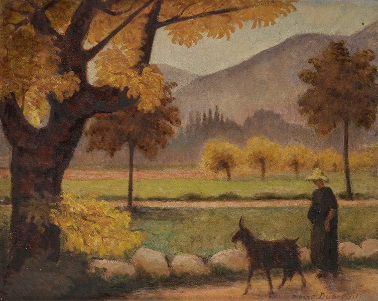 Pierre DUBREUIL (1891-1970)
Femme à la chèvre Huile sur toile. Signée en bas à droite. Titrée au dos. 33 x 41 cm