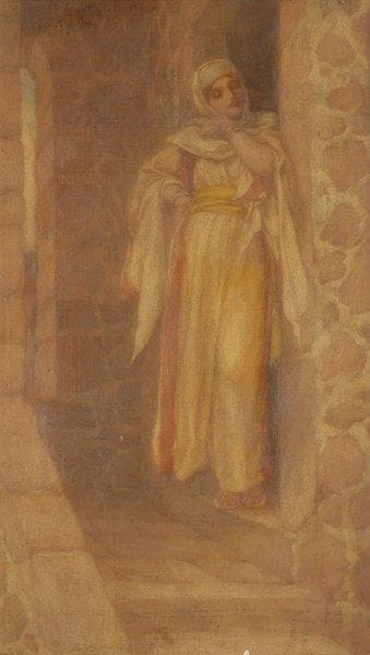 Jacques-Martin CAPPONI (1865-1936)
Femme sous un porche Huile sur toile. Signée et dédicacée «A son ami le Dr Giacometti» en haut à gauche. 46 x 28 cm
