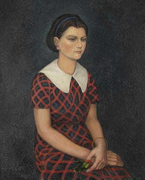 Pierre DUBREUIL (1891-1970)
Jeune fille Huile sur toile. Signée et titrée au dos. (Restauration). 81 x 65 cm