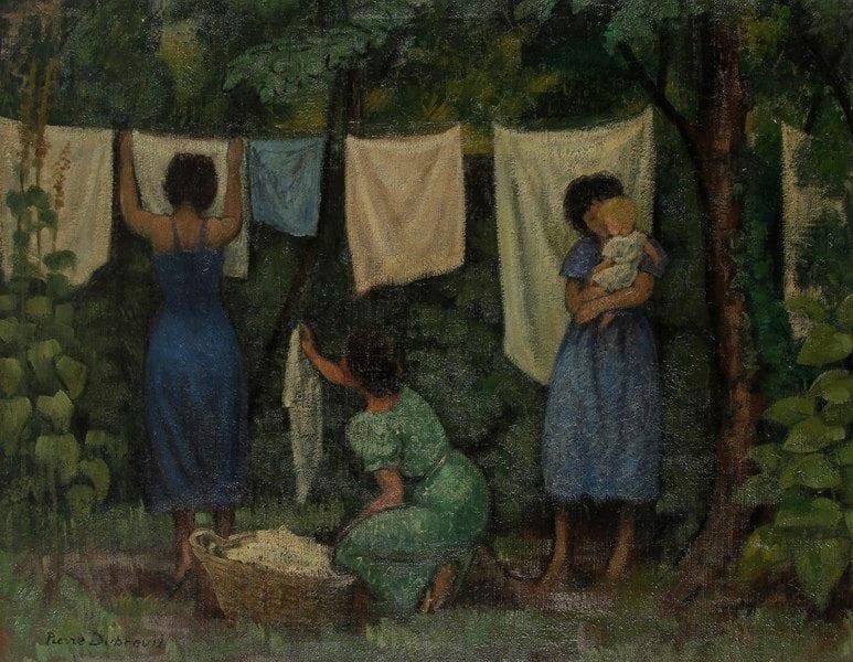 Pierre DUBREUIL (1891-1970)
Les Lavandières à Claix, 1950 Huile sur toile. Signée en bas à gauche. 64 x 81 cm