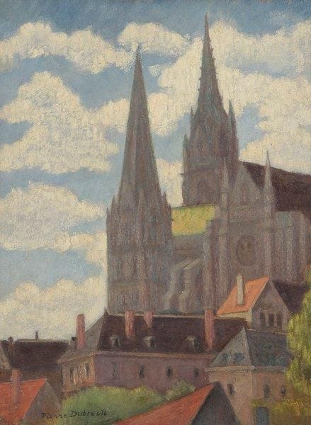 Pierre DUBREUIL (1891-1970)
La Cathédrale Huile sur toile. Signée en bas à gauche. Signée et titrée au dos. 61 x 46 cm