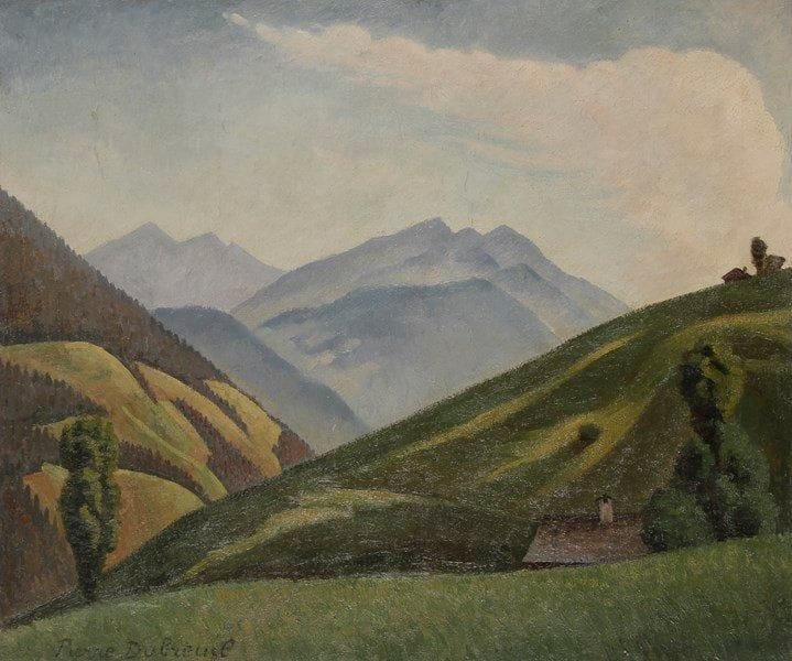 Pierre DUBREUIL (1891-1970)
Montagne en Savoie Huile sur toile. Signée en bas à gauche. Signée et titrée au dos. 46 x 55 cm