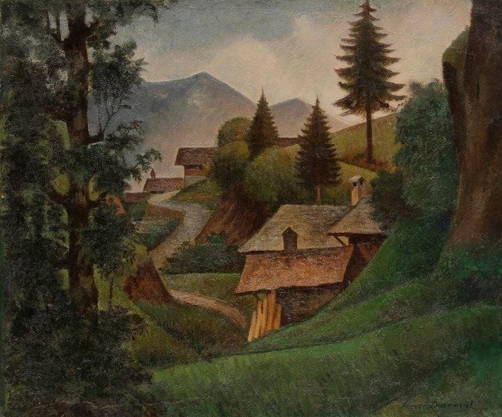 Pierre DUBREUIL (1891-1970)
Paysage de Savoie, 1933 Huile sur toile. Signée en bas à droite. Signée et titrée au dos sur une étiquette. 54 x 65 cm Bibliographie: Pierre Dubreuil, Éditions Avant et Après, Paris, 1991, reproduit page 102.