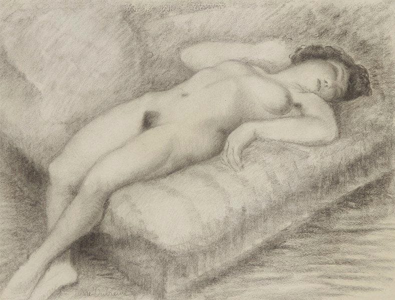 Pierre DUBREUIL (1891-1970)
Nu alangui Fusain. Signé en bas à gauche. 47 x 60 cm
