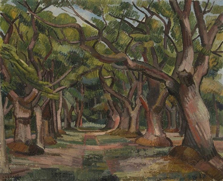 Louis NEILLOT (1898-1973)
La Châtaigneraie, 1938 Huile sur toile. Signée et datée en bas à gauche. (Petits accidents). 60 x 73 cm Bibliographie: OEuvre en rapport: Collette Manigand-Neillot et Juliette Constantin-Neillot, Louis Neillot Catalogue Raisonné, 1997, numéro 524 reproduit page 89. Figurera au supplément 3 du catalogue raisonné actuellement en préparation.