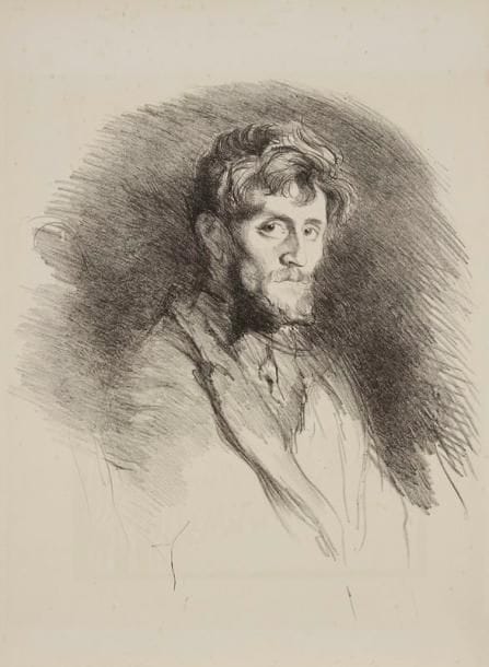 Henry de GROUX (1866-1930)
Étude (portrait de Maurice Dumont). 1895. Lithographie. [280 x 380]. Bonafous-Murat 304. Très belle épreuve sur vélin, numérotée au composteur au verso. Rousseurs claires. Toutes marges. Tirage à 225 épreuves pour L'Épreuve, album d'art. Joint: Morituri. Programme pour le théâtre de l'oeuvre. 1897-1898. Lithographie. [270 x 360]. Aitken 99. Impression en brun. Très belle épreuve sur vélin. Toutes marges. Ens. 2 p