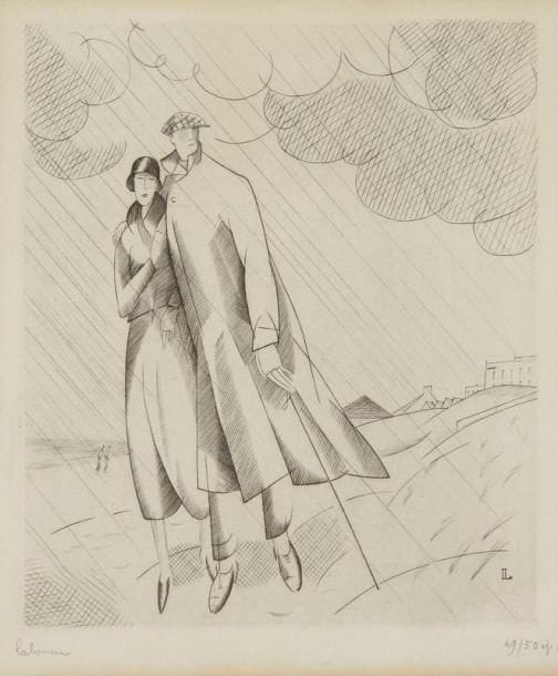 Jean-Emile LABOUREUR (1877-1943)
La Pluie sur la plage. 1924. Burin. 120 x 145. Laboureur 281. Bonne épreuve sur vélin, signée et numérotée à la mine de plomb. Oxydation sous le passe-partout. Marges. Tirage à 50 épreuves. Cadre