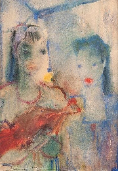 Wilhelm Egon Guillermo WIEDEMANN [allemand-colombien] (1905-1969)

Deux femmes au poulet, 1941
Aquarelle.
Signée et datée en bas à gauche.
56,5 x 40 cm

Provenance: 
Ancienne collection d'un Ambassadeur de France en Amérique du Sud.
