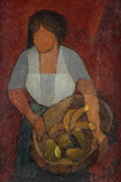 Louis TOFFOLI [franco-italien] (1907-1999)

Vendeuse de bananes
Huile sur toile.
Signée en bas à droite.
Titrée au dos.
55 x 38 cm

Nous remercions Madame Jannetje Lucas Pons de nous avoir confirmé l'authenticité de cette oeuvre.
