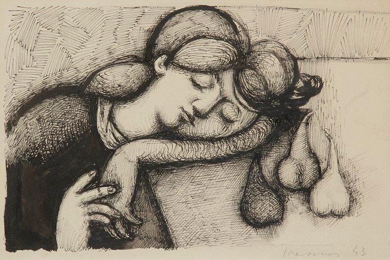 Mario PRASSINOS (1916-1985)

Femme endormie, 1943
Dessin à l'encre.
Signé et daté en bas à droite.
21,5 x 32 cm
