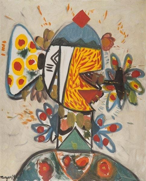Pinchas Burstein dit MARYAN [polonais] (1927-1977)

Personnage, 1959
Huile sur toile.
Signée et datée en bas à droite.
100 x 81 cm

Provenance: 
Galerie Erval, Paris.

Exposition: 
- The 1950's: Figurative Art in Paris, Part II, Denise Cader Gallery, New-York, 1985. 
- Galerie Claude Bernard, New-York, n°144.

