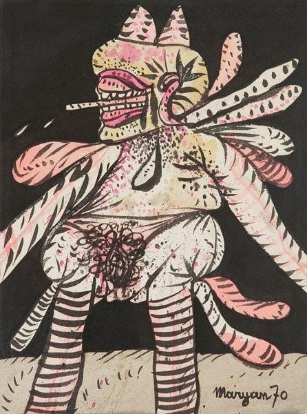 Pinchas Burstein dit MARYAN [polonais] (1927-1977)

Personnage, 1970
Gouache.
Signée et datée en bas à droite.
41 x 30,5 cm
