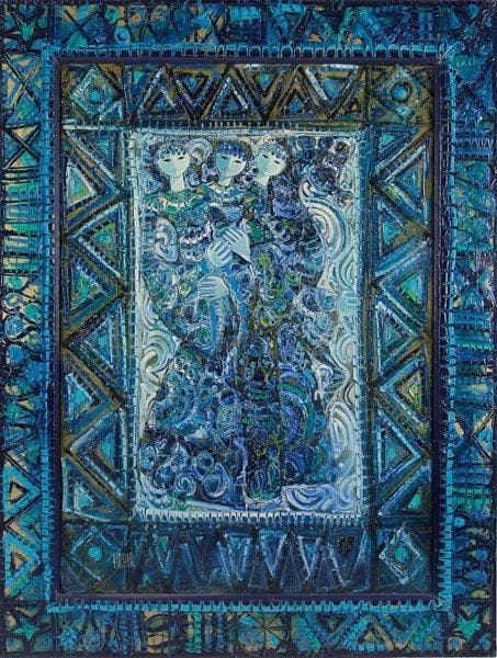 HRAIR DIARBEKIRIAN [libanais] (né en 1946)

Trois femmes
Huile sur isorel.
Signée en bas à gauche.
Cadre peint par l'artiste.
122 x 92 cm

