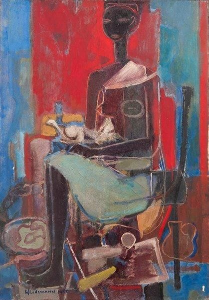 Wilhelm Egon Guillermo WIEDEMANN [allemand-colombien] (1905-1969)

Femme noire assise, 1955
Huile sur toile.
Signée et datée en bas à gauche.
100 x 70,5 cm

Provenance: 
Ancienne collection d'un Ambassadeur de France en Amérique du Sud.
