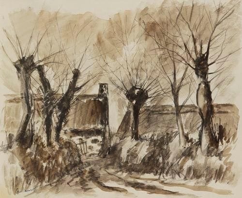 Jean FRÉLAUT (1879-1954)
Fermes en hiver Aquarelle et mine de plomb sur vélin. 25,5 x 31 cm Provenance: Galerie Marcel Guiot, Paris.