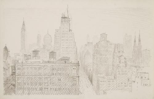 Henri GIRAULT DE NOLHAC (1884-1948)
New York, La 5e Avenue, vers 1930 Dessin à la mine de plomb. Non signé. 31 x 48 cm