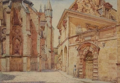 A. VERNAY (XIXe-XXe siècle)
La Vieille ville, 1915 Aquarelle. Signée et datée en bas à droite. 34,5 x 49,5 cm