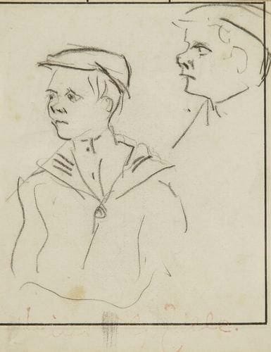 Heinrich ZILLE [allemand] (1858-1929)
Étude de jeunes garçons Dessin au crayon noir. Porte le cachet rouge de la signature en bas. (Lugt 2676b). 14 x 11,5 cm