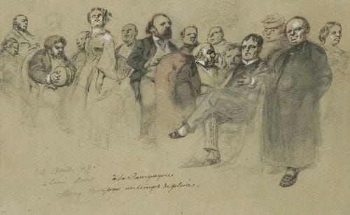Henry MONNIER (Paris 1799-1877)
À la campagne Plume et encre noire, aquarelle et rehauts de blanc sur papier beige. Signée, datée et dédicacée en bas à droite 10 aout 73 / A l ami Mene () / Henry Monnier à la campagne par un temps de pluie. Porte en bas à gauche le n°175 et au dos une ancienne étiquette de vente n°182. 17 x 22,5 cm