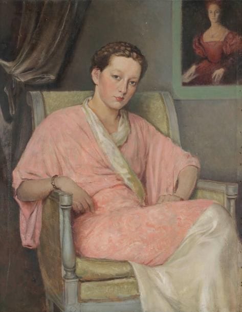 Henri GIRAULT DE NOLHAC (1884-1948)
Élizabeth de Nolhac, fille de l'artiste Huile sur toile. Non signée. (Infimes accidents). 92 x 73 cm