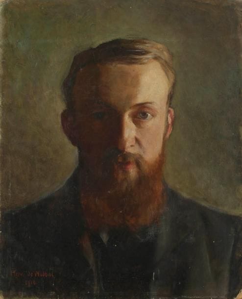 Henri GIRAULT DE NOLHAC (1884-1948)
Autoportrait, 1910 Huile sur carton. Signée et datée en bas à gauche. (Usures). 41 x 33 cm