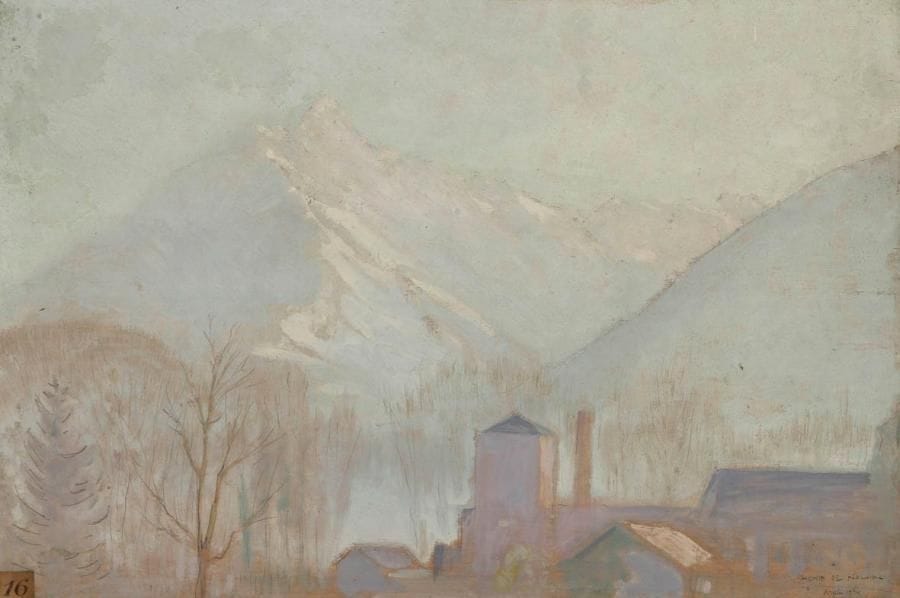 Henri GIRAULT DE NOLHAC (1884-1948)
Argelès, 1924 Huile sur panneau. Signée, datée et située en bas à droite. Numéro d'exposition «16» en bas à gauche. 33,5 x 49 cm
