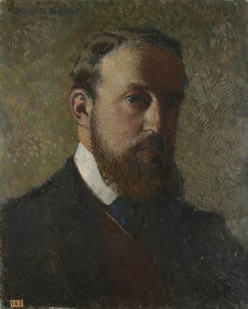Henri GIRAULT DE NOLHAC (1884-1948)
Autoportrait, 1911 Huile sur carton. Signée et datée en haut à gauche. Numéro d'exposition «143» en bas à gauche. (Usures). 41 x 33 cm