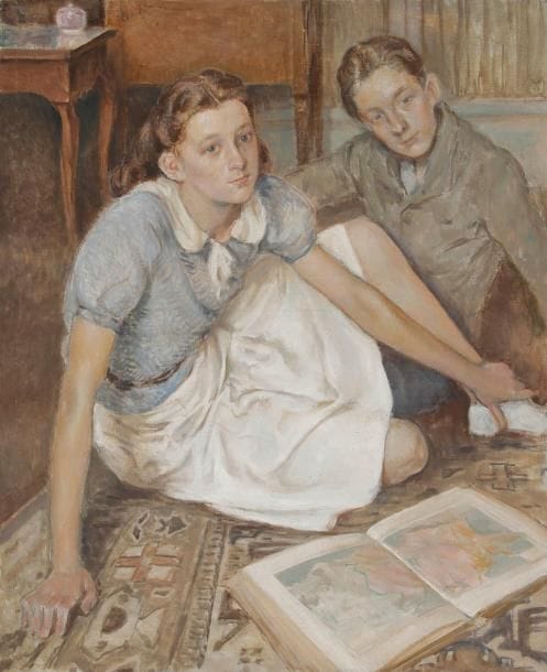 Henri GIRAULT DE NOLHAC (1884-1948)
Les Enfants du peintre, Marie-Bernadette et Jean Huile sur toile. Non signée. 73 x 60 cm