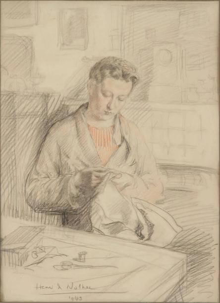 Henri GIRAULT DE NOLHAC (1884-1948)
Portrait d'Elisabeth, fille de l'artiste, 1943 Dessin aux trois crayons. Signé et daté en bas à gauche. 41 x 30 cm