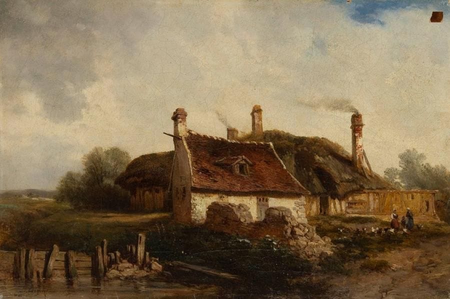 Jules COIGNET (1858-1944)
Chaumière Huile sur toile. Signée en bas à gauche. 27 x 40 cm
