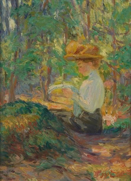 Joseph VITAL-LACAZE (1874-1946)
Arcachon, femme lisant Huile sur carton toilé. Monogrammée en bas à droite. 33 x 23,5 cm
