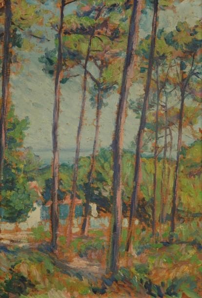 Joseph VITAL-LACAZE (1874-1946)
Paysage d'Arcachon Huile sur panneau. Monogrammée en bas à droite. 33 x 23,5 cm