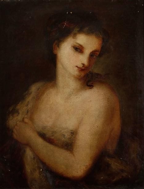 École française du début du XXe siècle
Jeune femme au déshabillé Huile sur toile. Non signée. (Accidents). 62 x 48 cm
