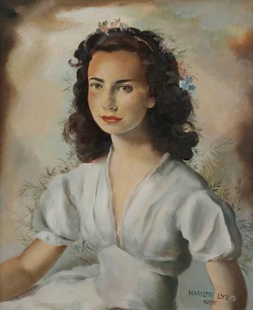 Mariette LYDIS (1890-1970)
Portrait de jeune fille, 1955 Huile sur toile. Signée et datée en bas à droite. 55 x 46 cm