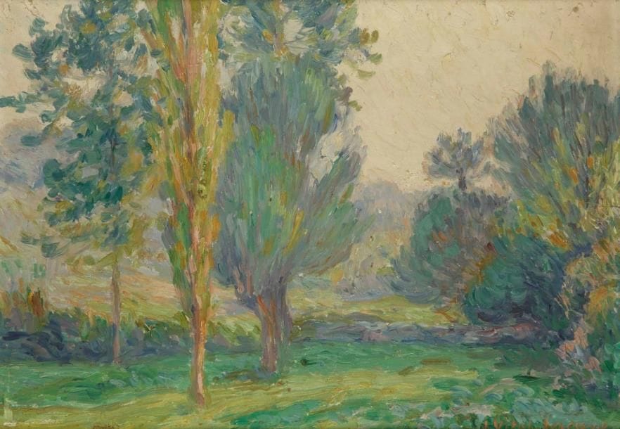 Joseph VITAL-LACAZE (1874-1946)
Paysage aux arbres Huile sur panneau. Signée en bas à droite. 23,5 x 33 cm