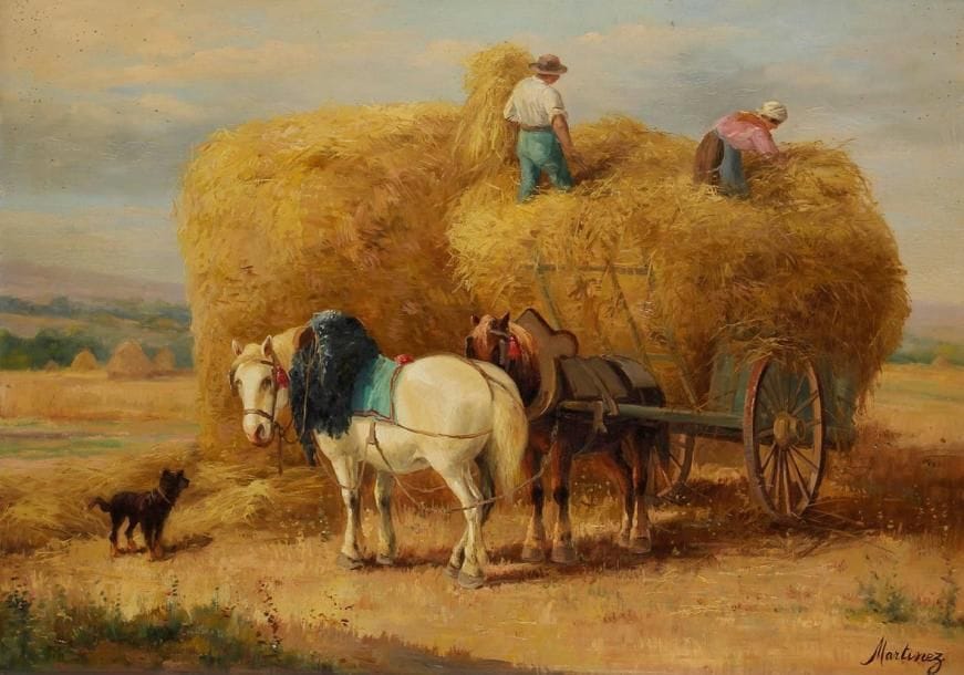 MARTINEZ (XXe Siècle)
Les Foins Huile sur toile. Signée en bas à droite. 66 x 92 cm