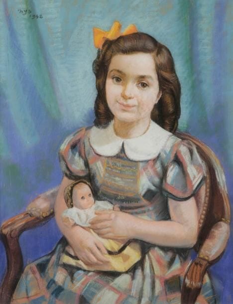 NYB (?) Jeune fille à la poupée, 1942
Pastel. Signé et daté en haut à gauche. 62 x 48 cm
