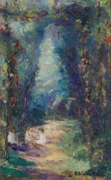 Emmanuel de la VILLÉON (1858-1944)
Sous-bois animé Huile sur carton. Signée en bas à droite. 42,5 x 27 cm Bibliographie: Laurence Buffet-Challié, Catalogue Raisonné de l'oeuvre d'Emmanuel de La Villéon, Tome II, numéro 1631