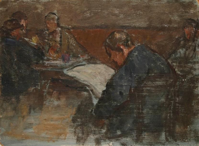 Joseph VITAL-LACAZE (1874-1946)
Au café Huile sur panneau. Non signée. 24 x 33 cm
