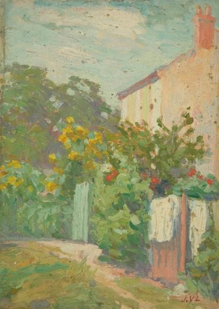 Joseph VITAL-LACAZE (1874-1946)
Portail fleuri Huile sur carton toilé. Monogrammée en bas à droite. 33 x 24 cm