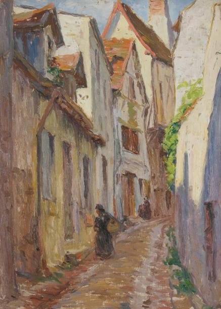 Joseph VITAL-LACAZE (1874-1946)
Personnages dans une ruelle Huile sur panneau. Non signée. 32 x 23 cm