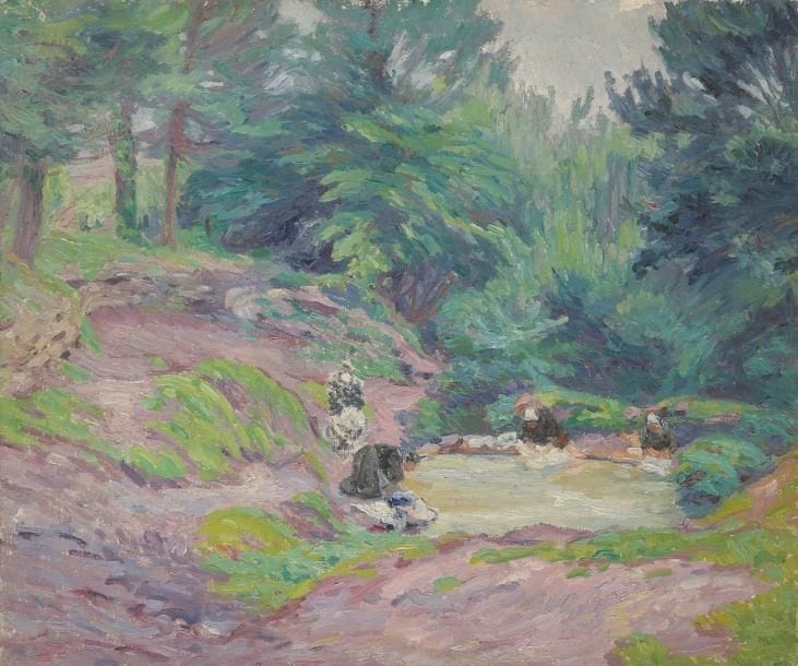 Joseph VITAL-LACAZE (1874-1946)
Les Lavandières Huile sur toile. Non signée. (Petits manques). 46 x 55 cm