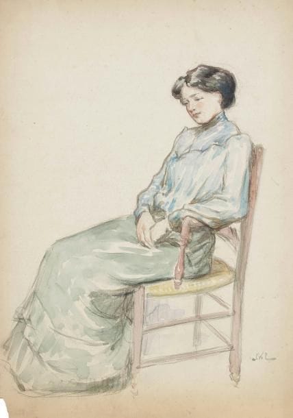 Joseph VITAL-LACAZE (1874-1946)
Femme assise Dessin au fusain et à l'aquarelle. Monogrammé en bas à droite. 40 x 31 cm